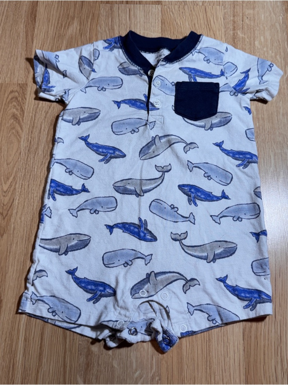 Carter's Navy and White Whale Romper